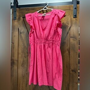 Pink Universal Threads dress with pockets and tie. Size Large